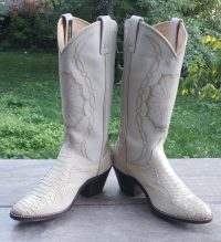 Dan Post White Snake Cowboy Wedding Boots Vintage 1988 US Made Women