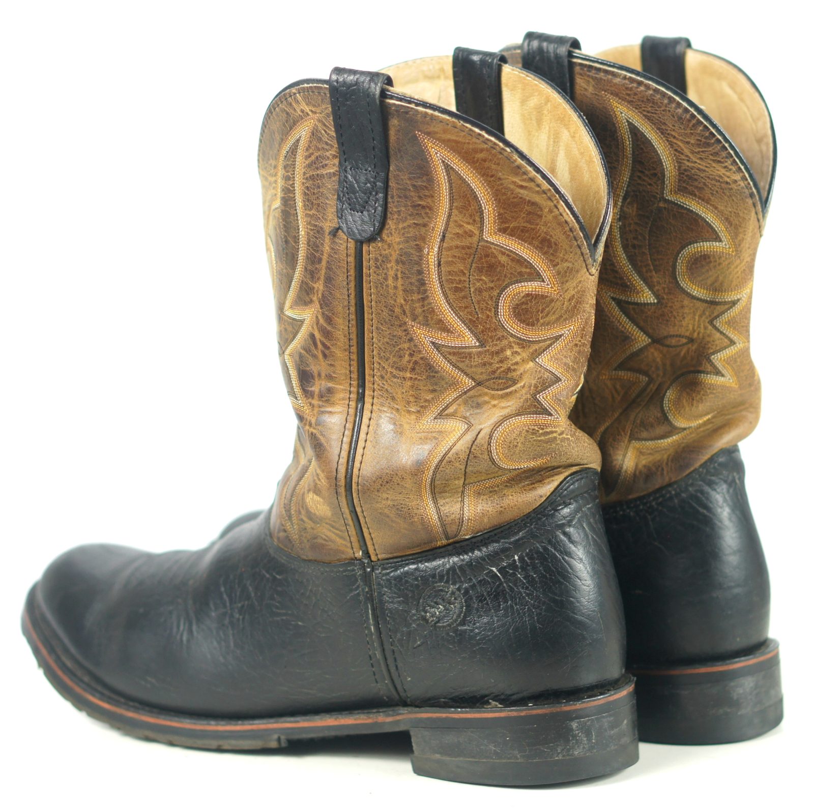 Double H HH Ranchwell Cowboy Western Boots Brown And Black US Made Men