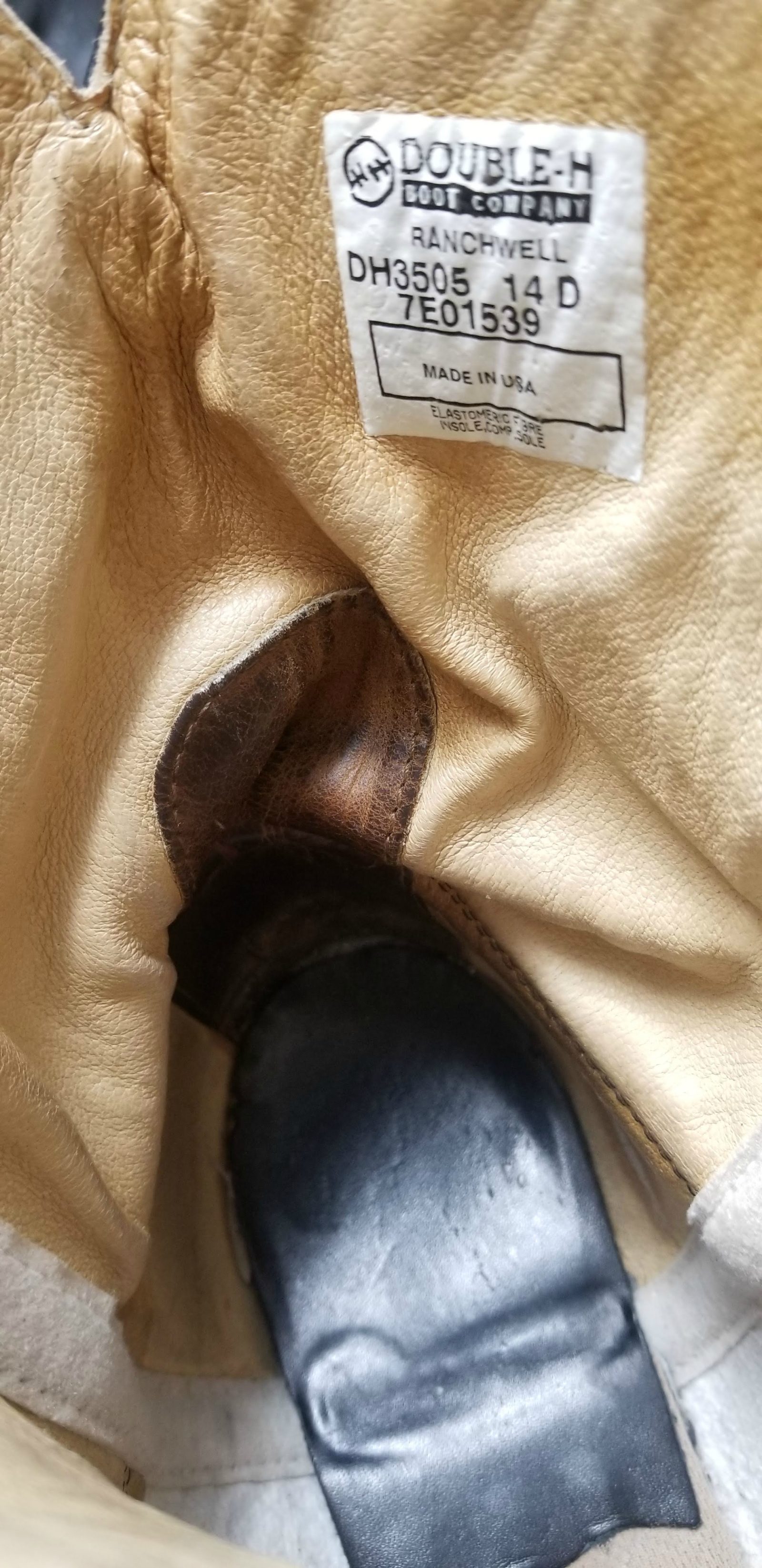 Double H HH Ranchwell Cowboy Western Boots Brown And Black US Made Men