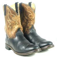 Double H HH Ranchwell Cowboy Western Boots Brown And Black US Made Men