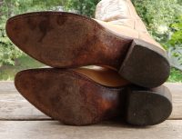 J Chisholm Golden Tan Leather Cowboy Boots 6-Row Stitch Chisholm Coin Men (1)