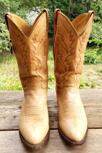 J Chisholm Golden Tan Leather Cowboy Boots 6-Row Stitch Chisholm Coin Men (10)