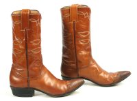 Justin Ft Worth Copper Brown Cowboy Boots Wingtips Vintage US Made Women