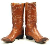 Justin Ft Worth Copper Brown Cowboy Boots Wingtips Vintage US Made Women