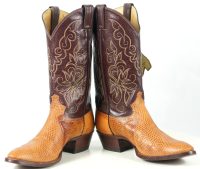 Justin Golden Lizard Western Cowboy Boots Vintage US Made Tags NOS Men