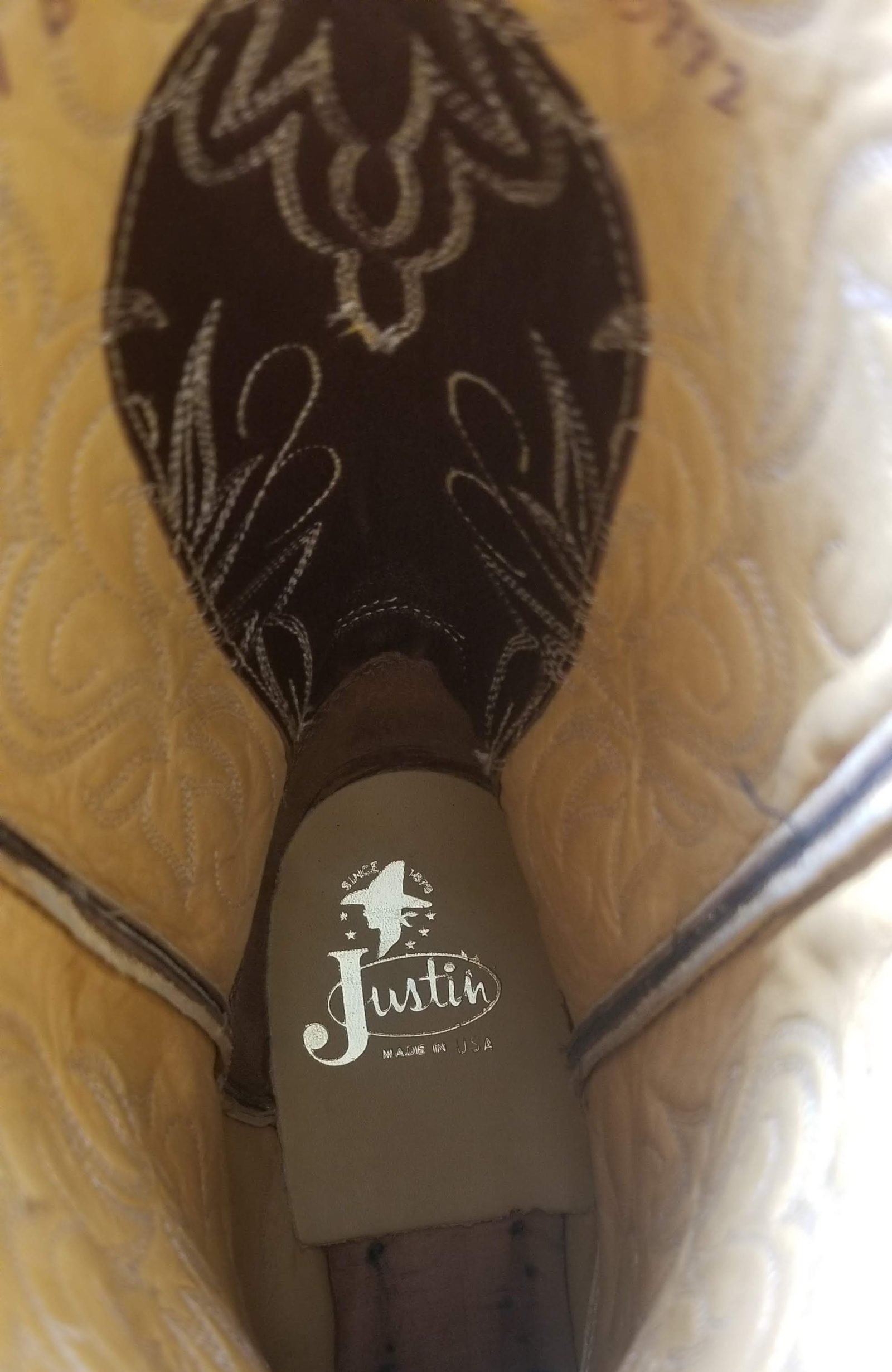 Justin Golden Lizard Western Cowboy Boots Vintage US Made Tags NOS Men