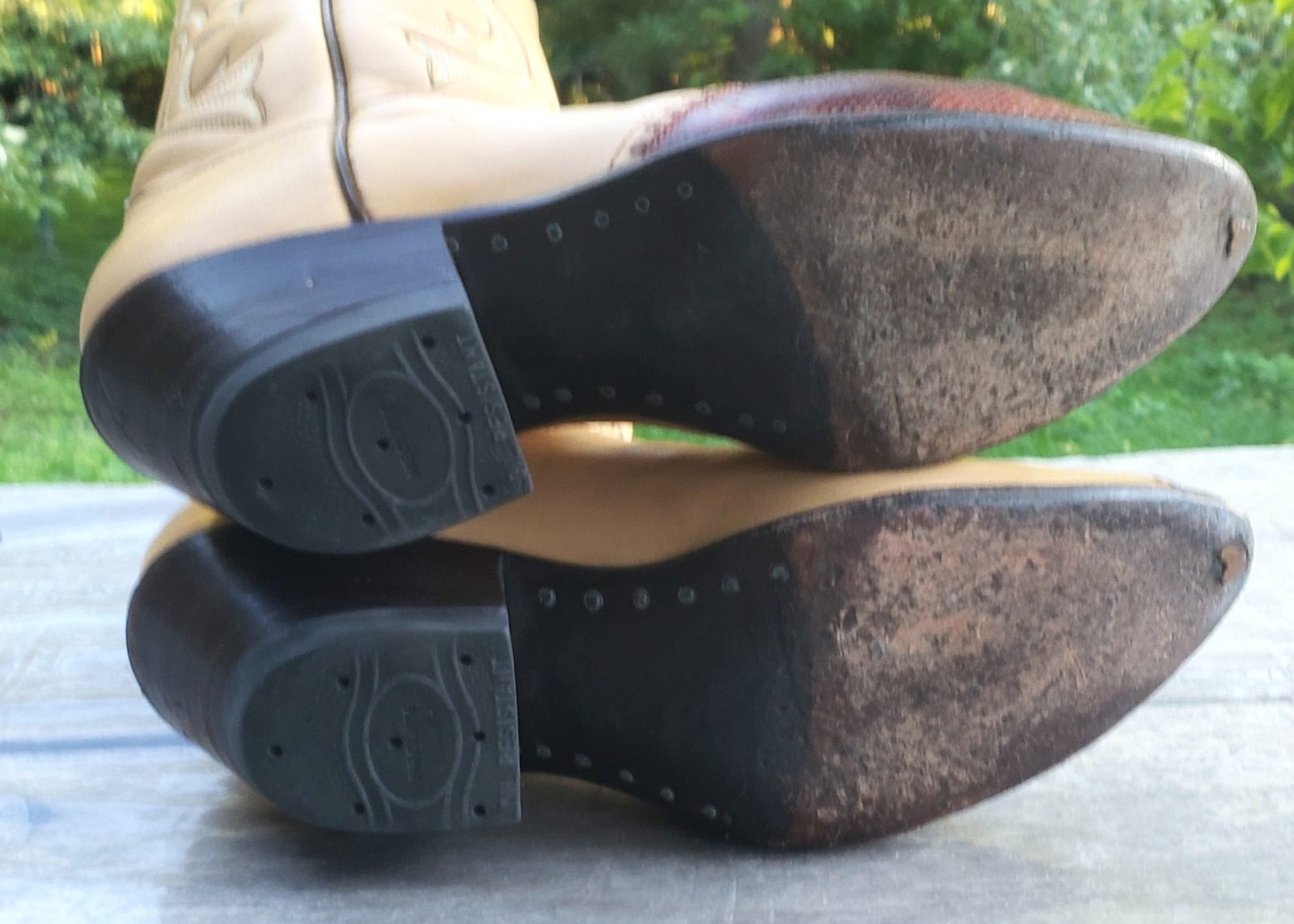 Laramie Cream Leather Scallop Top Cowboy Boots Lizard Toes Vintage Women