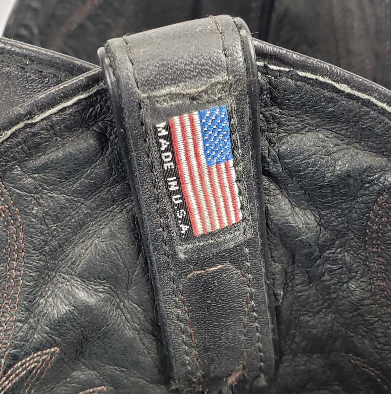 Laredo Black Leather Cowboy Western Boots Black Stitch Vintage US Made Mens (1)