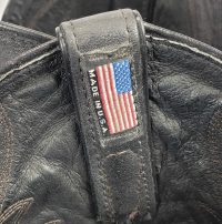 Laredo Black Leather Cowboy Western Boots Black Stitch Vintage US Made Mens (1)