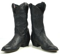 Laredo Black Leather Cowboy Western Boots Black Stitch Vintage US Made Mens (10)