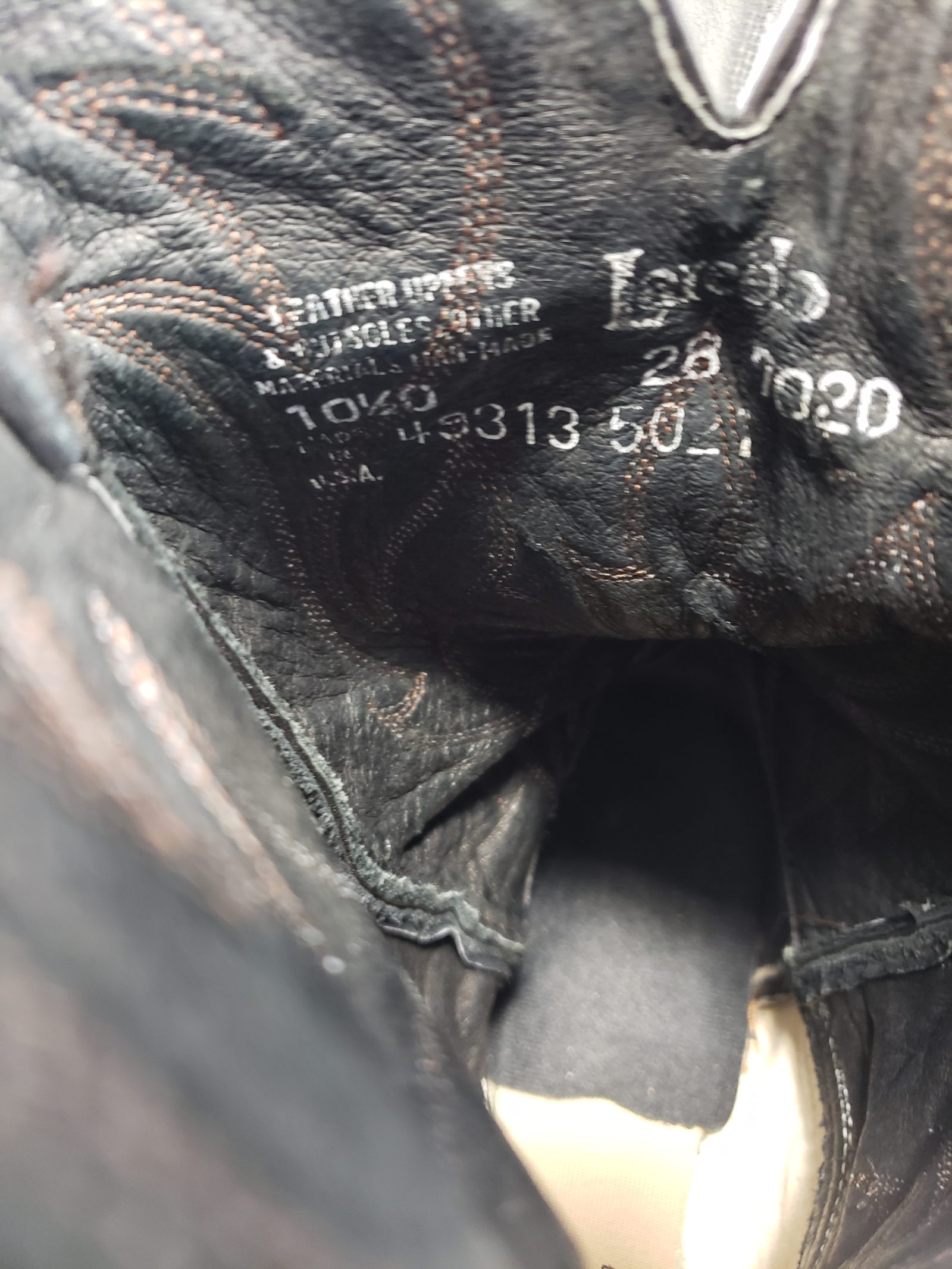 Laredo Black Leather Cowboy Western Boots Black Stitch Vintage US Made Mens (2)