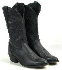 Laredo Black Leather Cowboy Western Boots Black Stitch Vintage US Made Mens (5)