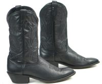 Laredo Black Leather Cowboy Western Boots Black Stitch Vintage US Made Mens (6)