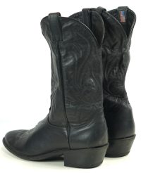 Laredo Black Leather Cowboy Western Boots Black Stitch Vintage US Made Mens (8)