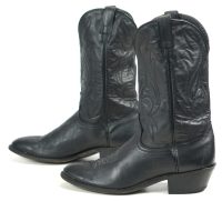 Laredo Black Leather Cowboy Western Boots Black Stitch Vintage US Made Mens (9)