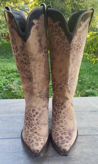Nocona Brown Velvety Soft Suede Leopard Western Cowboy Boots Boho Women