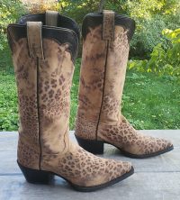 Nocona Brown Velvety Soft Suede Leopard Western Cowboy Boots Boho Women