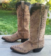 Nocona Brown Velvety Soft Suede Leopard Western Cowboy Boots Boho Women