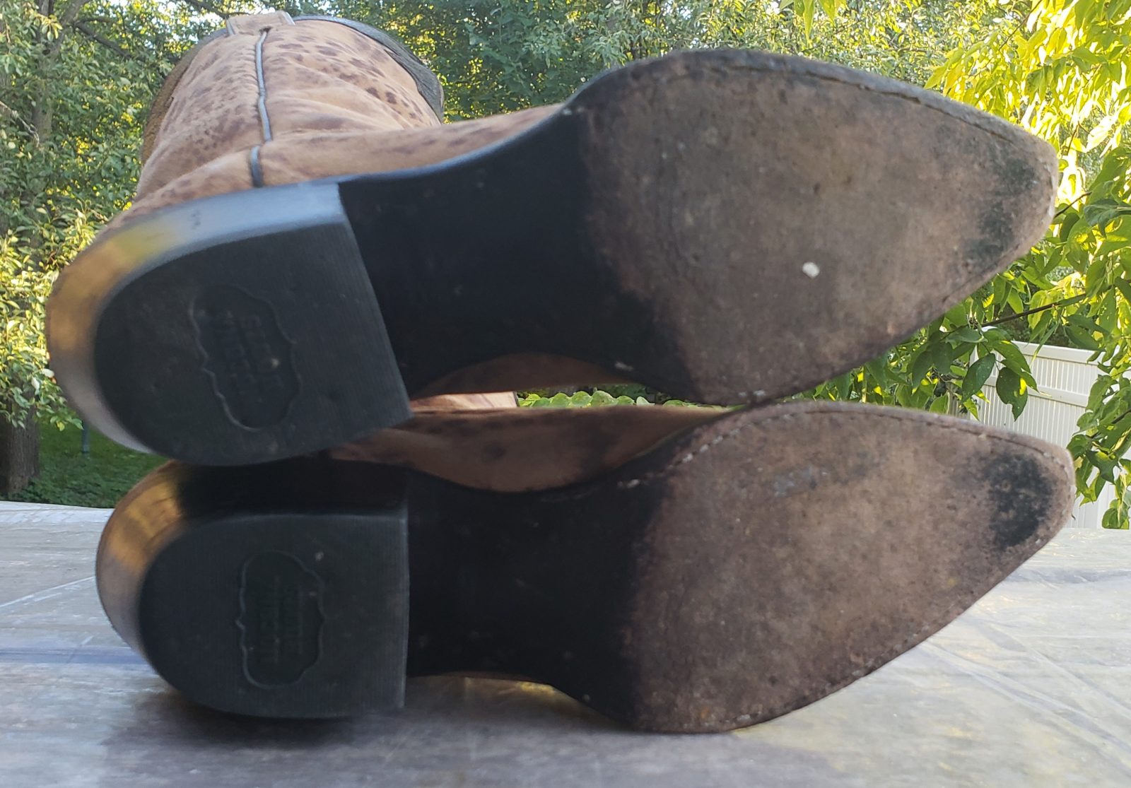 Nocona Brown Velvety Soft Suede Leopard Western Cowboy Boots Boho Women