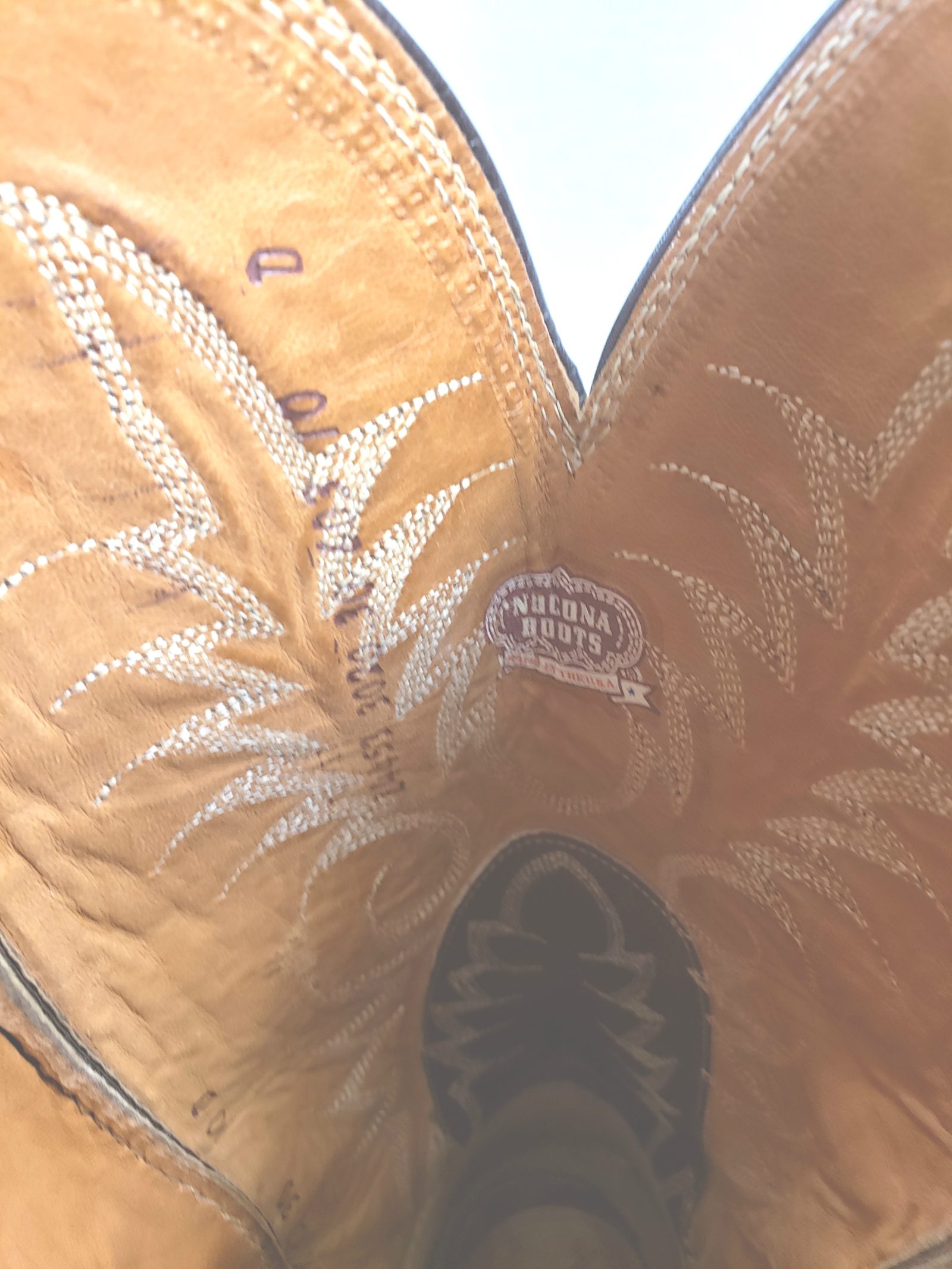 Nocona Russet Brown Leather Cowboy Western Boots Vintage 1993 US Made Men