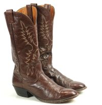 Nocona Russet Brown Leather Cowboy Western Boots Vintage 1993 US Made Men