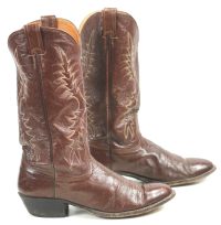 Nocona Russet Brown Leather Cowboy Western Boots Vintage 1993 US Made Men