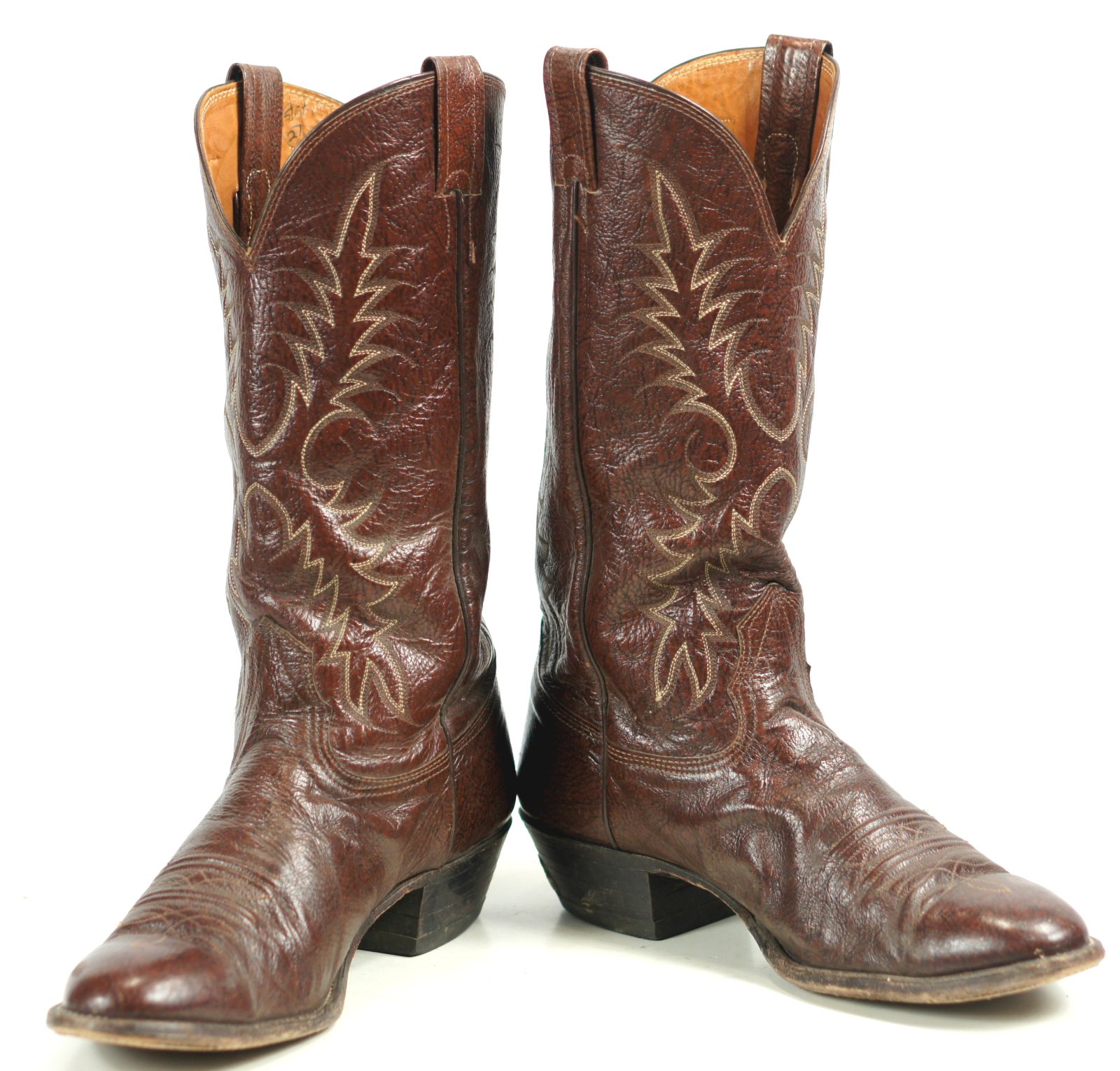 Nocona Russet Brown Leather Cowboy Western Boots Vintage 1993 US Made Men