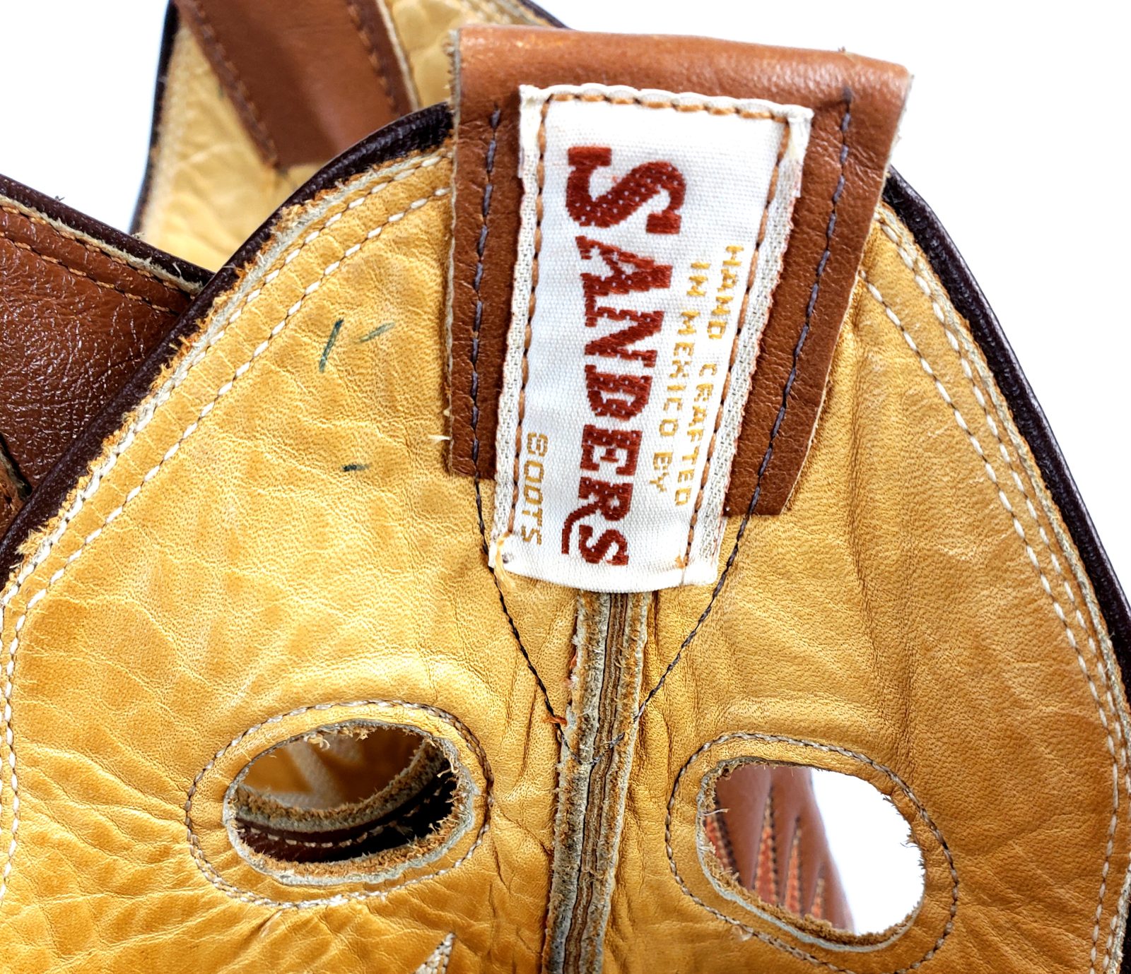 Sanders Brown Leather Cowboy Buckaroo Boots Knee High 19-Inch Tall Women