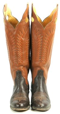 Sanders Brown Leather Cowboy Buckaroo Boots Knee High 19-Inch Tall Women