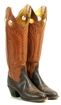Sanders Brown Leather Cowboy Buckaroo Boots Knee High 19-Inch Tall Women