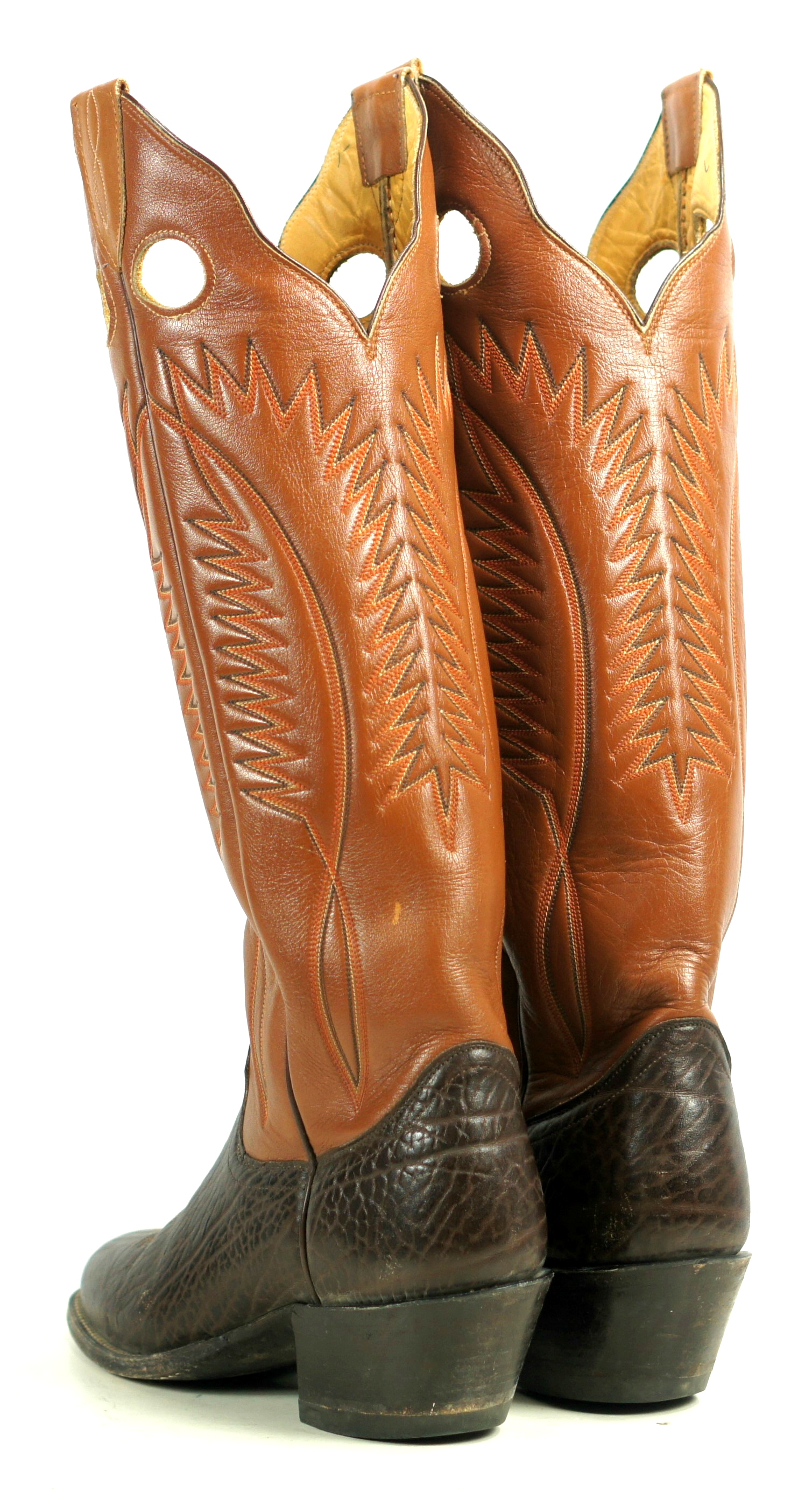 Sanders Brown Leather Cowboy Buckaroo Boots Knee High 19-Inch Tall Women