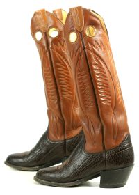 Sanders Brown Leather Cowboy Buckaroo Boots Knee High 19-Inch Tall Women