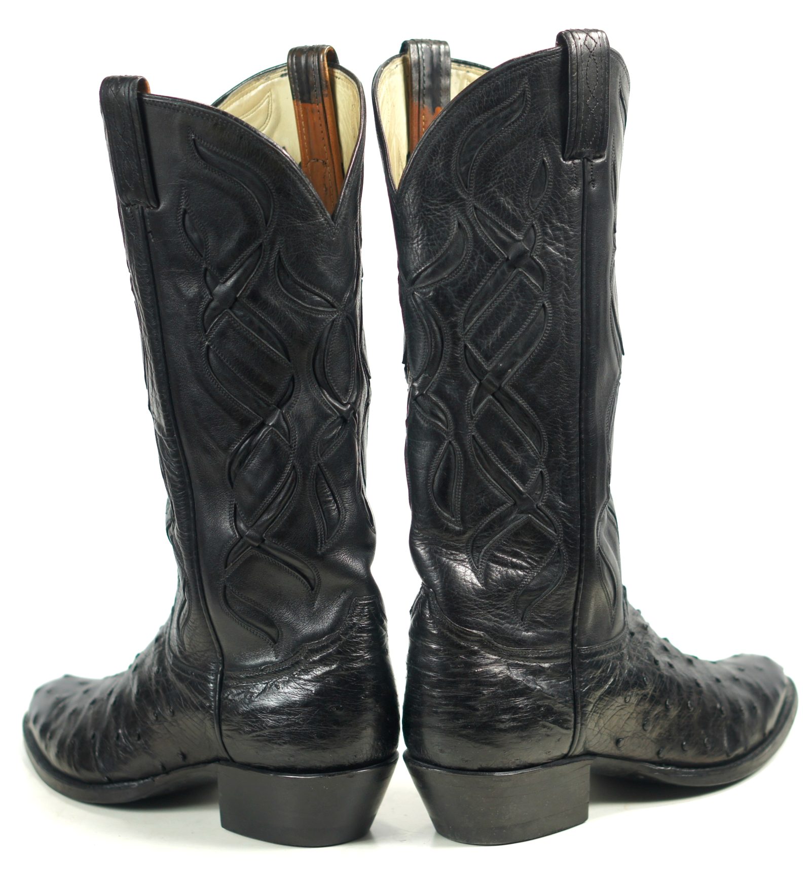 Tony Lama El Rey Full Quill Ostrich Cowboy Boots Cutouts Vintage US Made Men