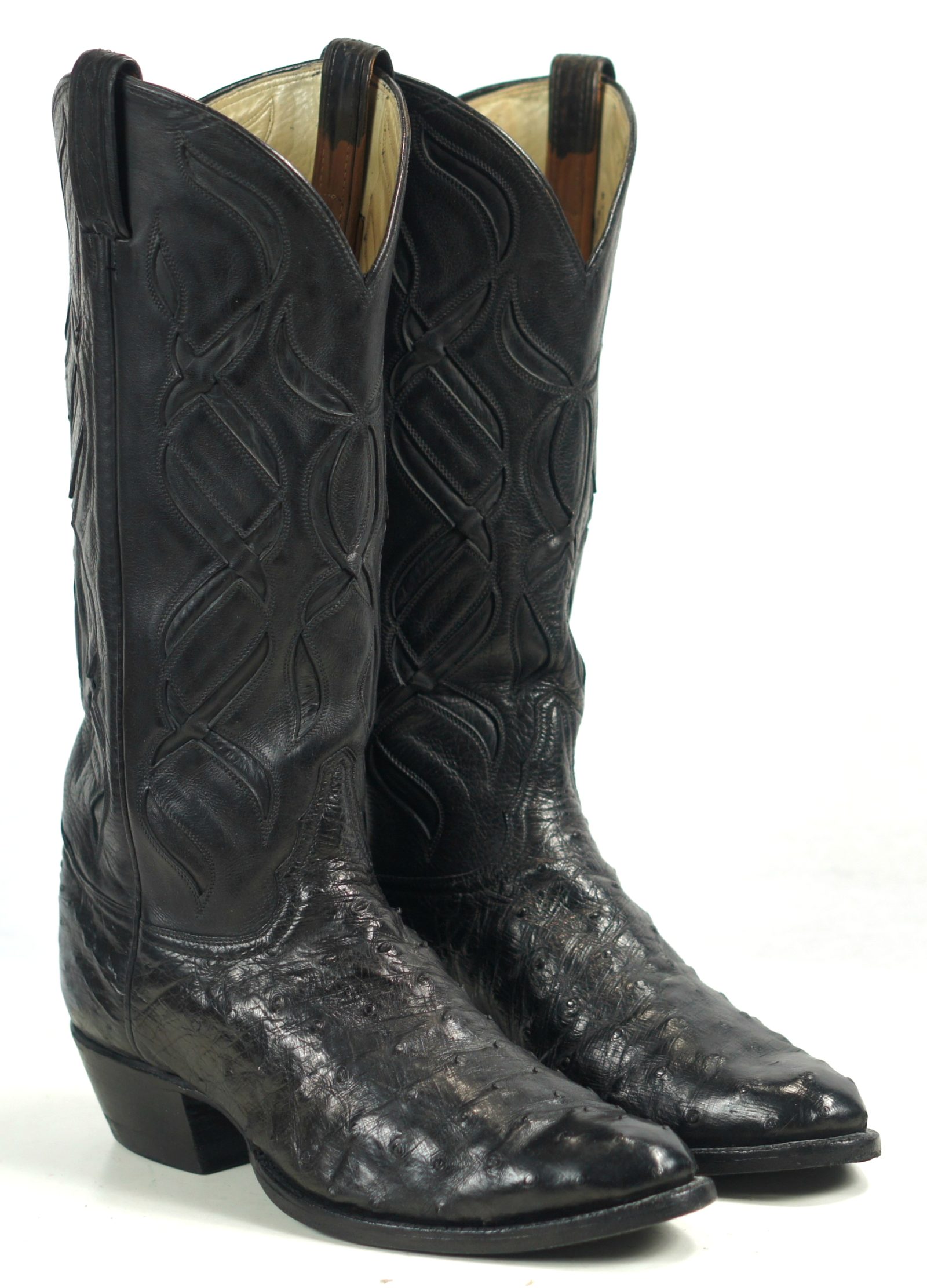 Tony Lama El Rey Full Quill Ostrich Cowboy Boots Cutouts Vintage US Made Men