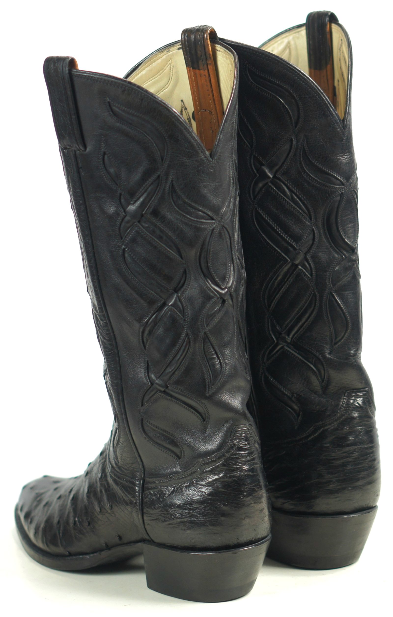 Tony Lama El Rey Full Quill Ostrich Cowboy Boots Cutouts Vintage US Made Men