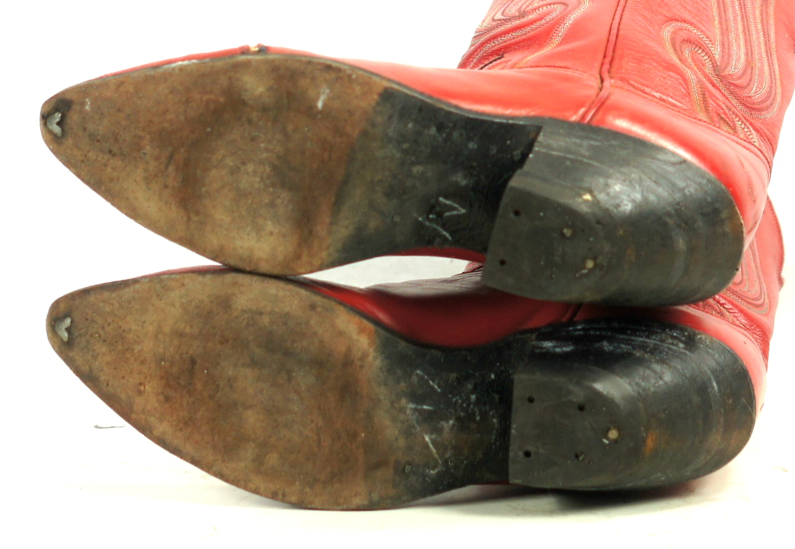 Tony Lama Red Cowboy Boots 8 Row Stitch Vintage Black Label US Made Women