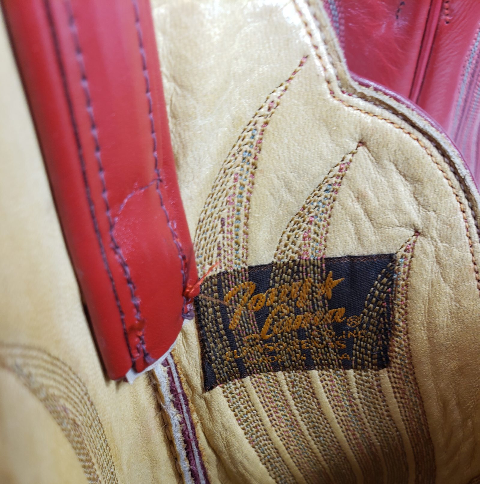 Tony Lama Red Cowboy Boots 8 Row Stitch Vintage Black Label US Made Women