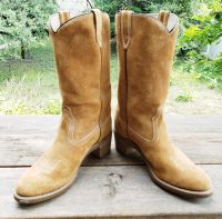 Vintage Wolverine Honey Brown Suede Cowboy Work Boots Vibram Soles Women