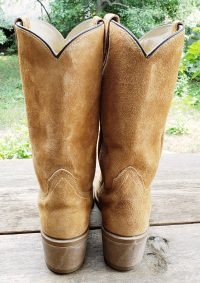 Vintage Wolverine Honey Brown Suede Cowboy Work Boots Vibram Soles Women