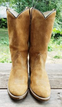 Vintage Wolverine Honey Brown Suede Cowboy Work Boots Vibram Soles Women