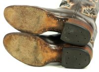 American Boots Dark Brown Leather Cowboy 10-Row Stitch Vtg US Made Women