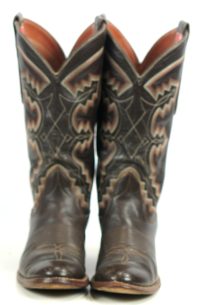 American Boots Dark Brown Leather Cowboy 10-Row Stitch Vtg US Made Women