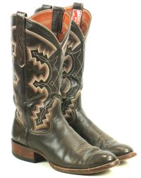 American Boots Dark Brown Leather Cowboy 10-Row Stitch Vtg US Made Women