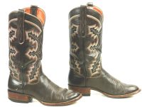 American Boots Dark Brown Leather Cowboy 10-Row Stitch Vtg US Made Women