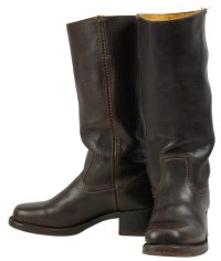 Frye 14-Inch Tall Dark Brown Leather Riding Campus Boots Flat Top Women