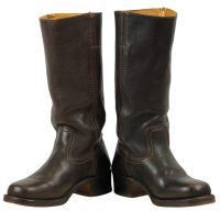 Frye 14-Inch Tall Dark Brown Leather Riding Campus Boots Flat Top Women