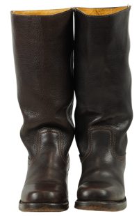 Frye 14-Inch Tall Dark Brown Leather Riding Campus Boots Flat Top Women