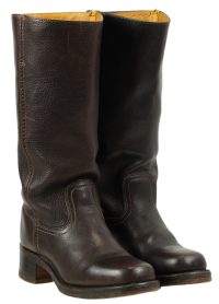 Frye 14-Inch Tall Dark Brown Leather Riding Campus Boots Flat Top Women