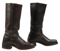 Frye 14-Inch Tall Dark Brown Leather Riding Campus Boots Flat Top Women