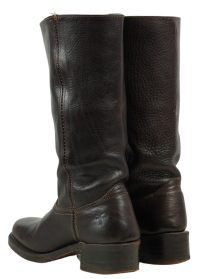 Frye 14-Inch Tall Dark Brown Leather Riding Campus Boots Flat Top Women
